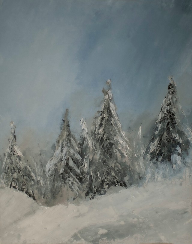 Snowy pine trees