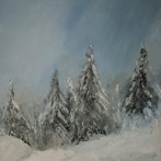 Snowy pine trees